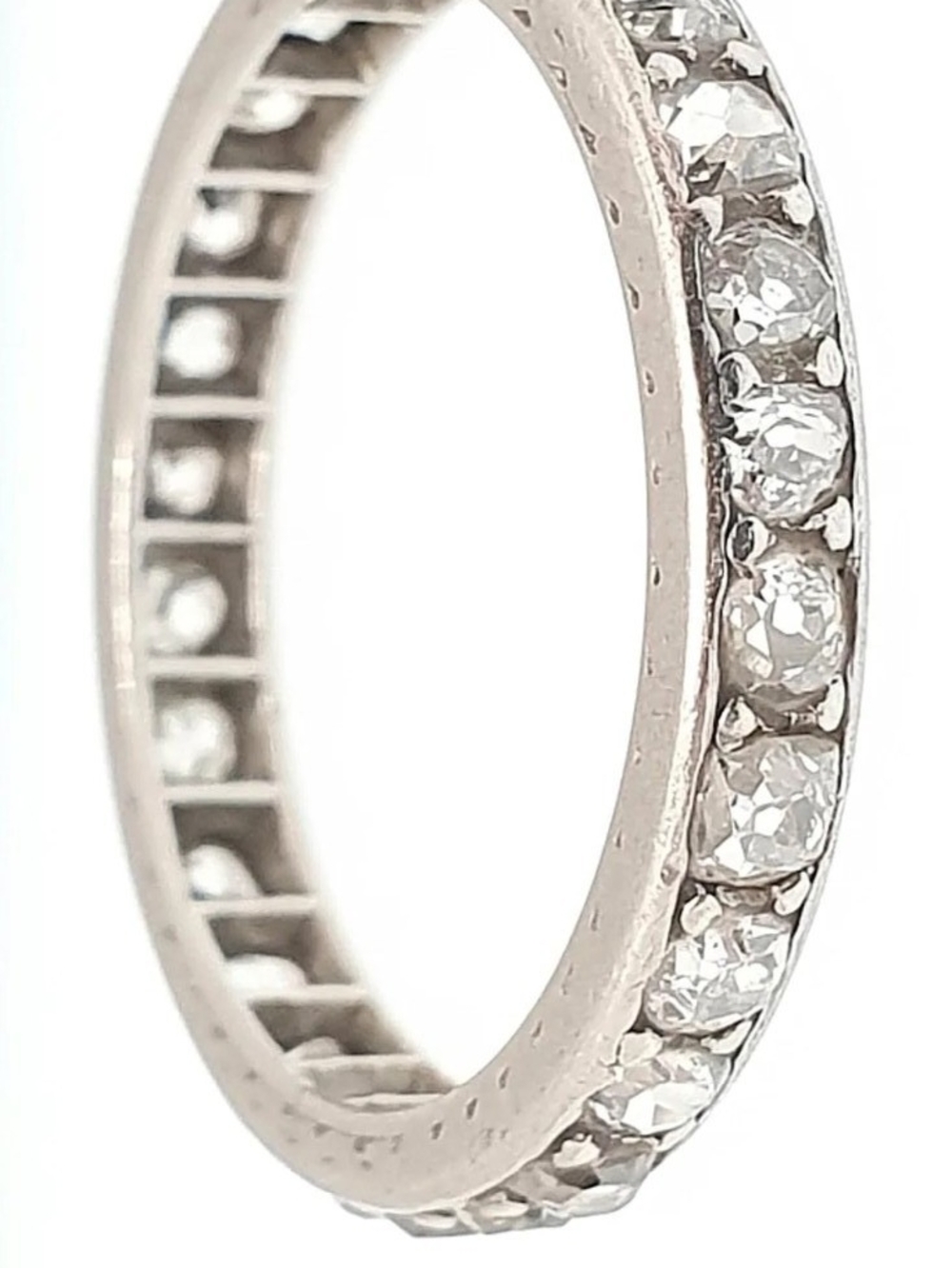 Antique platinum mixed old mine cut diamond eternity ring